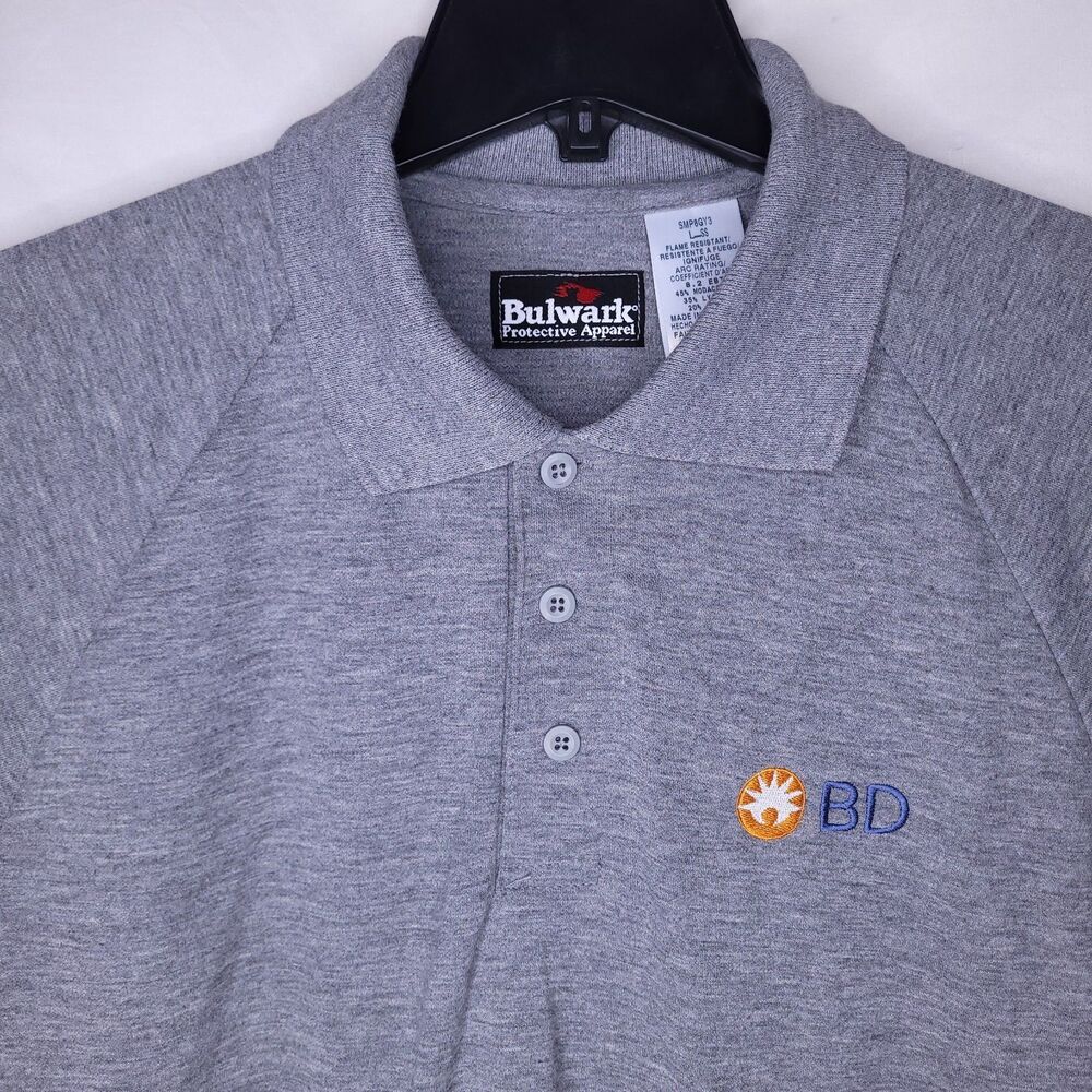 Bulwark Polo Shirt Mens Large Gray Fire Resistant CAT 2